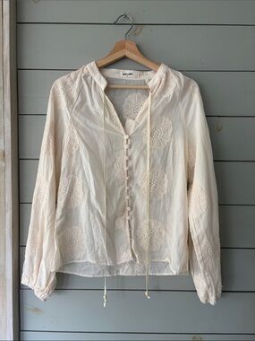 IKOONE & BIANCA Paris Embroidered Cotton Blouse | Size M/L | Boho Cottagecore